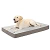 KSIIA Orthopedic Dog Bed Dog Crate Bed Waterproof for Large Dogs Deluxe Plush Washable Pet Mat with Egg Crate Foam & Removable Cover, 35 x 22 Inch, Gray