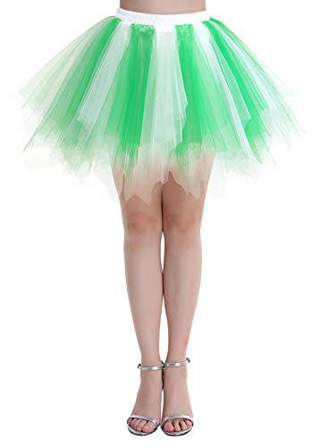 Dressystar - Falda de tul para fiesta o baile (muchos colores y 4 tamaños a elegir) Vert Blanc L