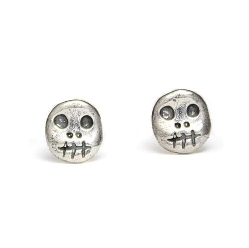 COSUMOSU 925 Sterling Silver Skull Stud Earrings (Pair)