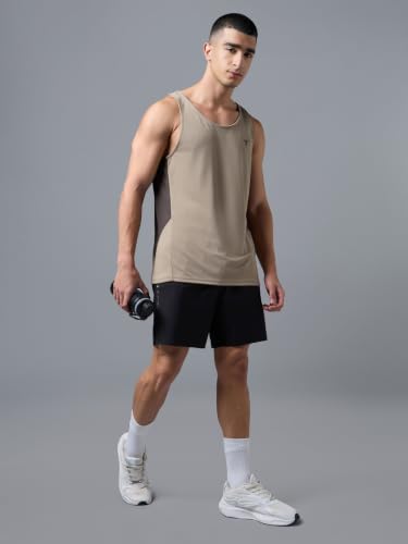 Image of TECHNOSPORT Men's Solid Slim Fit Scoop Neck Sports Innerwear Vest with TECHNOCOOL+ Quick Dry Anti Odour Anti Microbial 2 Way Stretch Soft & Smooth Activewear
