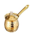 FONDOTIN Jarra para Espumar Leche de Acero Inoxidable Taza Humeante Pequeña de 200 Ml en Color Dorado Adecuado para Café Espresso y Latte Art en Hogar y Cocina
