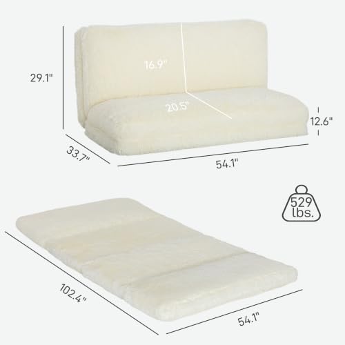 Image of HOMCOM Bean Bag Chair Floor Sofa Bed for Adults 54 x102 in Cream White