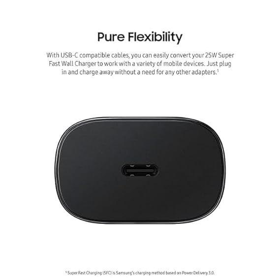 Image of Charger Original 25W Type C Super Fast Charger Adaptor Android Phone Wall Charger for Galaxy S23 Ultra /S23 /S23 Plus /S22 /S22 Ultra /Galaxy Tabs Black (DP59)