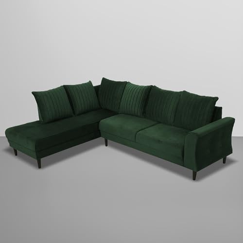 Image of Gratly LHS 4 Seater L Shape Sofa Set for Living Room (Green Colour) Premium Fabric Sofa