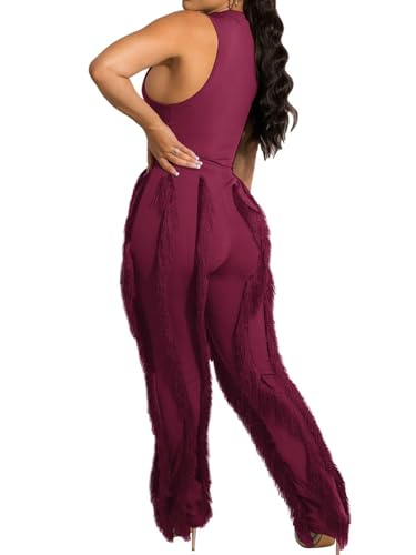 Image of EDITCOZY Women Sexy Two Piece Outfits Fringe Pants Set Tassel Club 2 Piece Sets Going Out Birthday Party Night