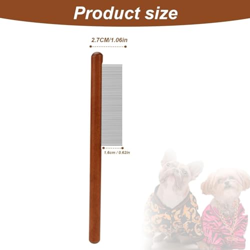 Image of Emily Pets Grooming Comb for Dogs & Cats | Wooden Handle | Flea & Lice Remover | Detangler for Long & Short Hair | Pet Hair Comb for Small & Medium Pets (Small)