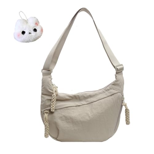 Quantifyn Crossbody Bag, Fashion Plain Color Nylon Crossbody Hobo Bag, Built-in Compartments for Easy Storage