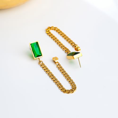 Image of Rubans Demi Fine Stainless Steel Emerald Hoop Jewels Gift for Women & Girls
