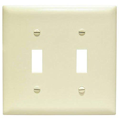 Legrand Pass & Seymour TP2I Trademaster Mid-Size Unbreakable Nylon Wall Plate, 2 Gang, Two Toggle Cover, Ivory (1 Count)