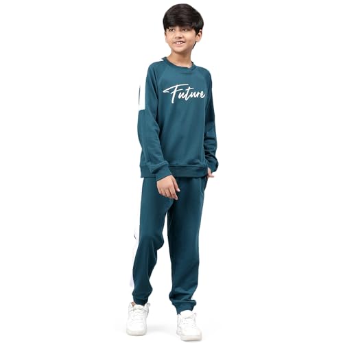 Image of Li'l Tomatoes Boys Fleece Winter Tracksuit Set | Full Sleeve Sweatshirt & Track Pant | Soft & Warm | 7-16 Years
