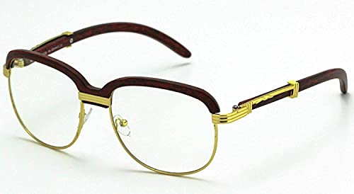 Elite WOOD Art Clear Lens Eyeglasses Unisex Vintage Fashion Aviator Sunglasses (3 PACK: Cherry Clear - Brown - Brown Clear)2