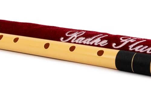 Image of Radhe Flutes | E Natural Right Handed Base Bansuri | Black & Orange| Tuned With Tanpura A=440Hz | PVC Flute + Velvet Cover + Hindi & English Flute Lessons