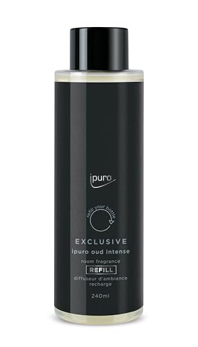 ipuro Exclusive Raumduft Nachfüllflasche Oud Intense 240ml mit erhöhtem Duftölanteil | Raumerfrischer orientalischer Duft | Safran Weihrauch Sandelholz | Nachfüller Diffuser | Lufterfrischer Refill