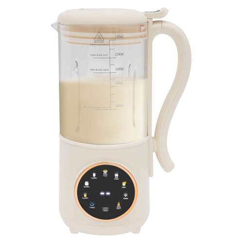 Máquina de leche de soja, 1400 ml de leche vegetal con 16 cuchillas, máquina automática de leche de nueces, para leche vegetal casera, avena, soja, zumo, leche de nueces, etc.