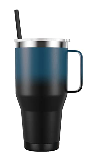 Coffee Tumbler With Handle.40Oz Insulated Travel Mug With Lid And Straw.stainless Steel Double Wall Vacuum Leak Proof Coffee Cup Tumbler.keeps Drinks Cold Or Hot. #TOP10