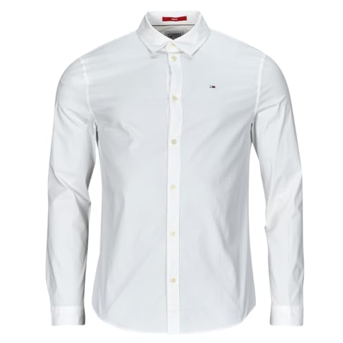 Tommy Jeans Men's Tjm Original Stretch Shirt Dm0dm04405 L/S Shirts / Woven Tops, White (Classic White 100), L