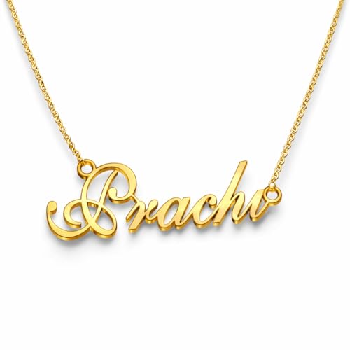 Image of Prachi Cursive Gold & Silver Name Pendant Necklace, Best Jewelry Gift for Girls.