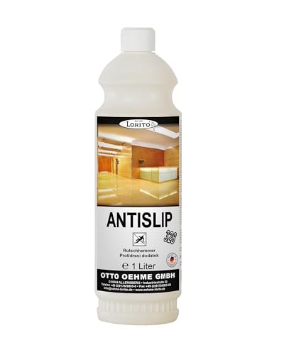 Lorito Antislip Rutschhemmer 328 1L - Anti-Rutsch-Flüssigkeit für Fliesen, Laminat, Parkett, Marmor, Granit, Sporthallen, Sportböden, PVC, Gummi, Linoleum & Polyolefin