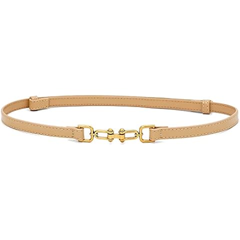 YeeHeen Skinny Leather Belts Thin Retro Waist Belt for Women Dress 60CM Light Brown Cover