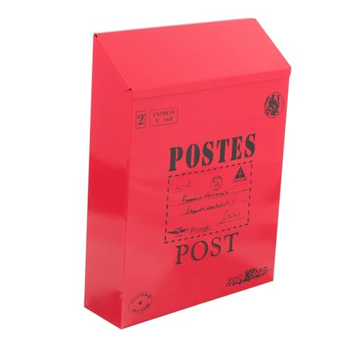 HAMPPLIES American Style Mailbox with Lock Wall-Mounted Outdoor Letter Box Red Vintage Hanging Mail Organizer for Home Practical and Decorative Post Box