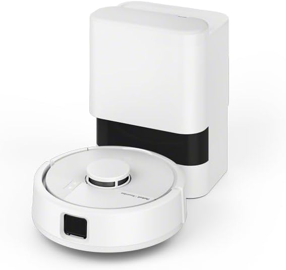 Taħt view of the iRobot Roomba Mini robot vacuum, showing the main brush roller and side brush for cleaning.