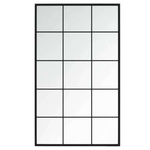 Woonisher Espejo Pared Metal Negro 100x60cm, Montaje Flexible Vertical/Horizontal, Vidrio Premium