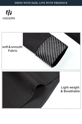 Image of HISDERN Mens Business Dress Shirts Long Sleeve Casual Button Down Shirt Formal Inner Collar Contrast Shirt for Men Wedding