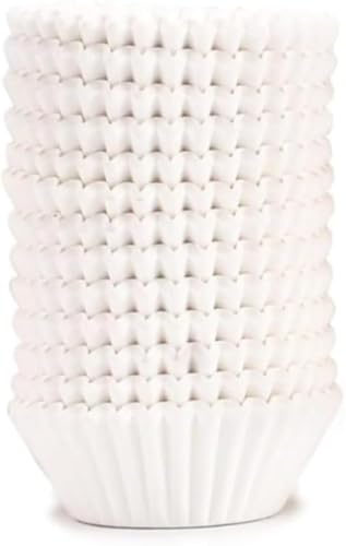 duwanlhridh ベーキングカップホルダー クラフトカップ 使い捨て耐油紙 2000個 天然無漂白マフィン 高温ベーキング 標準サイズケーキ 耐熱 お弁当 お菓子 電子レンジ対応 オーブン対応 (ホワイト,8cm)