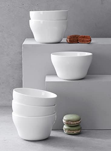 Sweese BOUILLON CUP SET 6-WHITE Porcelain Bouillon Cups, 8 Ounce Small Dessert Bowls, Soup Dipping Sauce Bowls Set Of 6 thumb #5
