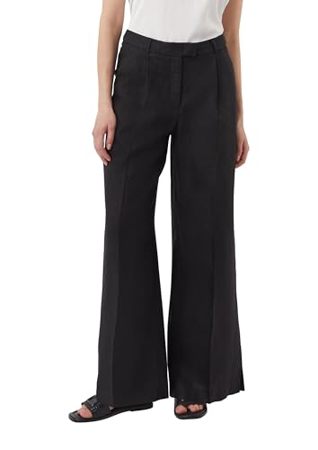 Pantalon large à jambes larges femme Comma en tissu fluide noir