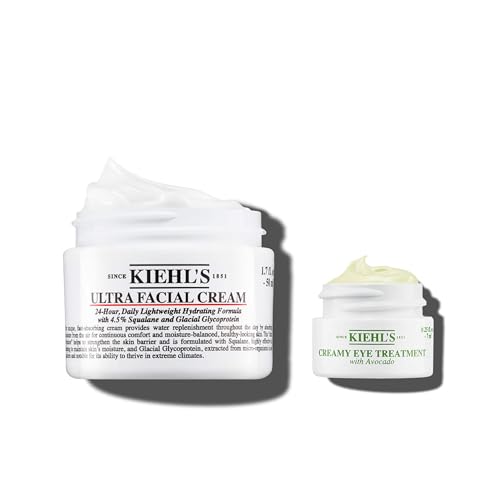 KIEHL's Ultra Facial Cream, Crema Viso Idratante, Per Tutti i Tipi di Pelle, 72H di Idratazione, Con Squalano, Glicoproteina Glaciale e Pro-Ceramidi, 50 ml + Contorno occhi all'avocado 7 ml