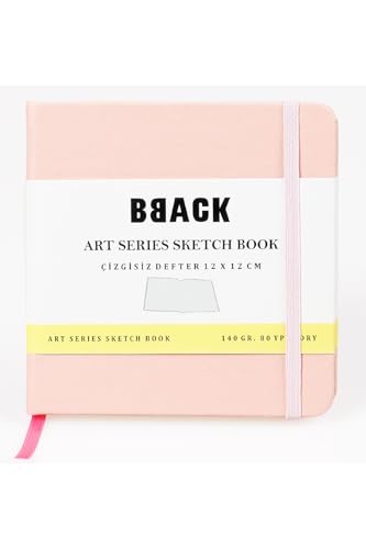 BBACK Art Collection Sketchbook 140 gr. Çizgisiz Ivory Kağıt 12x12cm 80yp. Pastel Pembe Sert Kapak Defter