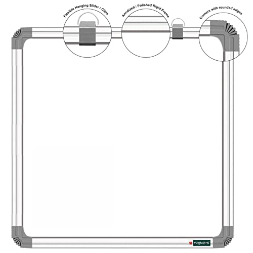 Image of YAJNAS Magnetic (60x60 CM) 2 x 2 Feet Double Sided White Board and Chalk Board Both Side Writing Boards, one Side White Marker and Reverse Side Chalk Board Surface - Set of 1