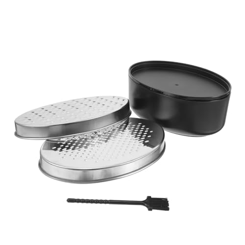 SOIMISS 1 Juego Rallador de Cocina Ovalado de Doble Cara con Caja Rallador de Queso y Verduras Inoxidable Ergonómico y Multifuncional para Cocina Incluye Cepillo Limpiador y Cuchillas