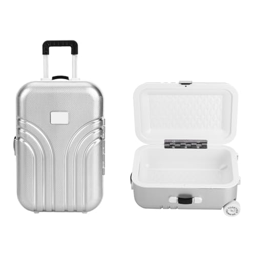 Dioche Baby Suitcase, Mini Travel Luggage Box, Rolling Suitcase Play Toy - Silver