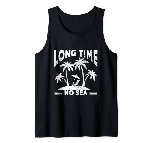 Playa Palm Gafas de Sol Mar Tumbona Long Time No Sea Camiseta sin Mangas