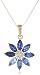 10k Yellow Gold Shades of Created Sapphire and Diamond-Accented Flower Pendant Necklace, 18"
