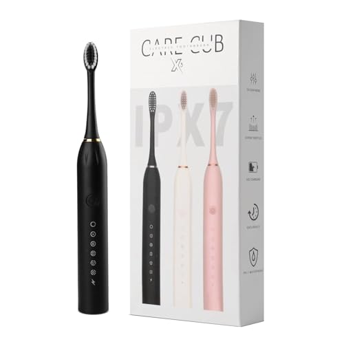 Image of X-3 Sonic Electric Toothbrush, IPX7 Waterproof, Powerful Rechargeable with Replaceable Heads, 6 Cleaning Modes, Advanced Gum Care & Plaque Removal - Black, kid, Youth, Adults, 1 Count