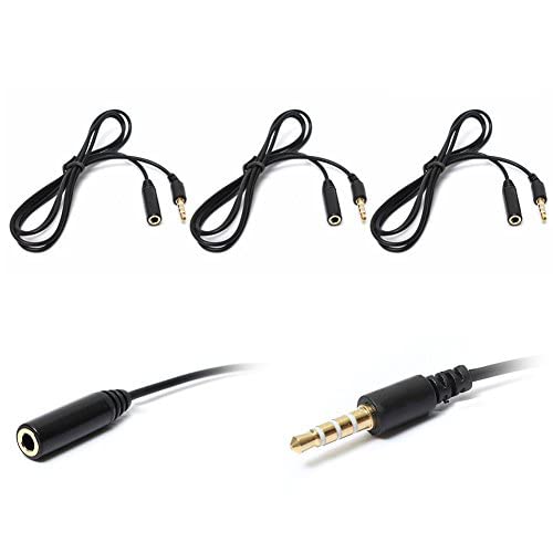 3PCS 1.5m 5ft Stereo Headphone Extension Cord 3.5mm Male to 3.5mm Female Cable