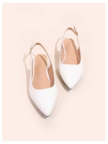 OYOANGLE Women's Slingback Flats Elegant Pointed Toe Ballet Flats with Buckle Strap Work Dressy Shoes3