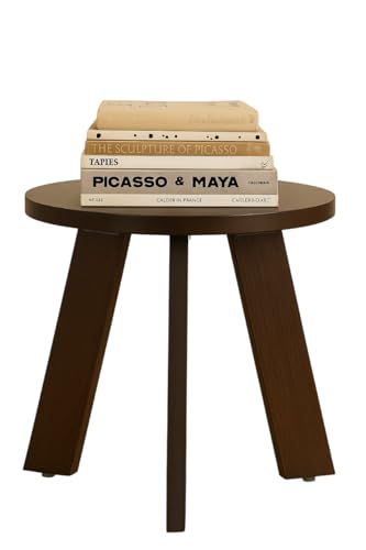Image of SBF Furniture Mini Round Side Table, 30 cm, Matte Finish, Modern Minimalist Design, 3 Angled Legs (Round Brown)