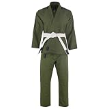 Gi BJJ de alta calidad Playwell Pro Kids BJJ GI Jiu Jitsu Uniforme (viene con cinturón blanco Ju Jitsu para niños), color gris, verde, M00