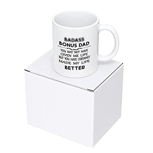 Maustic Bonus Dad Gifts, Bonus Dad Mug, Bonus Dad Fathers Day Present From Daughter Son, Christmas Birthday Gifts For Step Dad Stepfather, Best Stepdad Gifts, Bonus Dad Present, Funny Coffee Cup 11 Oz #TOP7