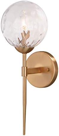 VAXCEL Olson 1 Light Brass Mid-Century Modern Wall Sconce Clear Globe Glass