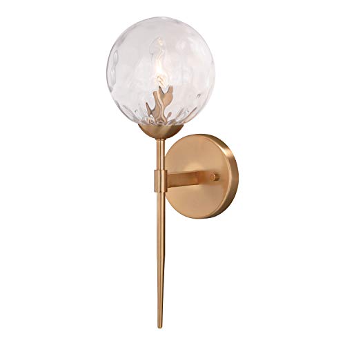 VAXCEL Olson 1 Light Brass Mid-Century Modern Wall Sconce Clear