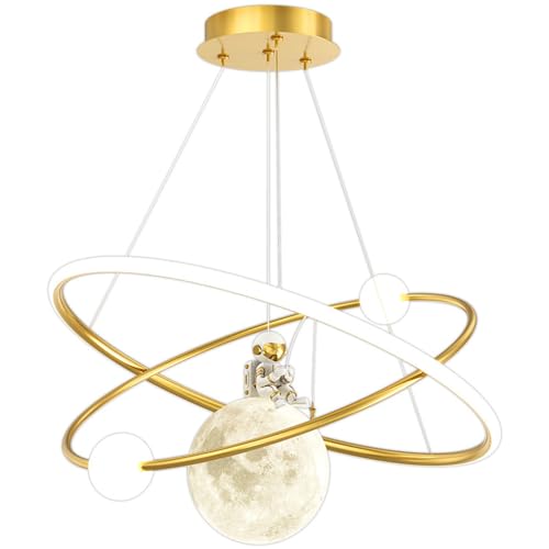 Lustre enfant LED variable astronaute lune 3D pour chambre moderne - 2