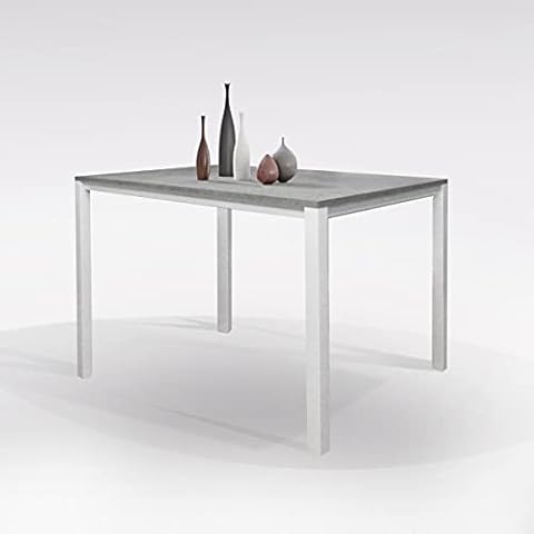 Dmora Extendable dining table with extension of 50 cm, Made in Italy, cm 110 x 70 x h76, Cement color, Metal Concrete Cover