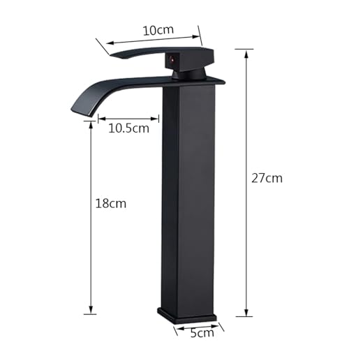 Grifo de lavabo prémium en cascada con diseño de encimera en sofisticado negro mate 7