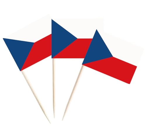 JAVD CYPS 100 Pcs Czech Republic Flag Czech Republic Toothpick Flags, Small Mini Stick Cupcake Toppers Czech Republic Flags,Country Picks Party Decoration Celebration Cocktail Food Bar Cake Flags