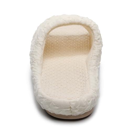 FAYUEKEY Slippers for Women Linen Memory Foam House Bedroom Cozy Indoor Outdoor Slipper Slides3